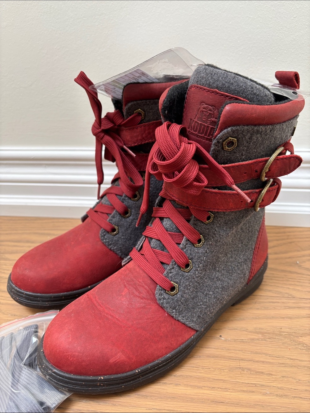 Kodiak Red and Gray Lace-Up Women's Boots